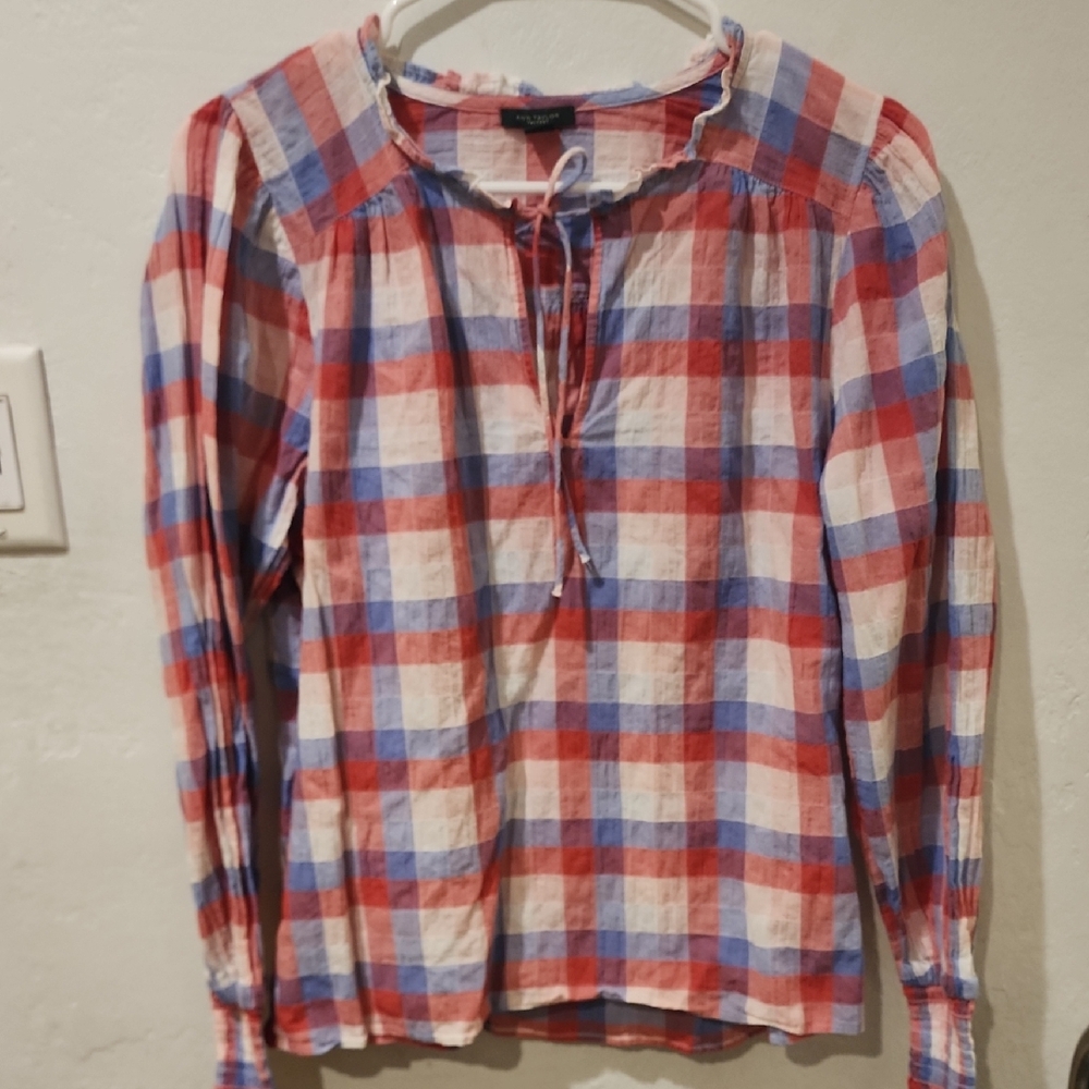 Ann Taylor Multicolor Plaid Blouse
